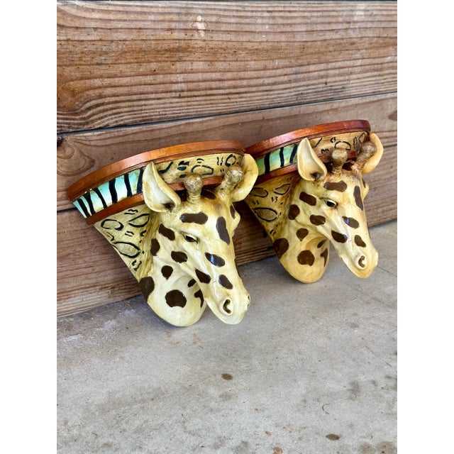 Vintage Sculptural Cast Resin Giraffe Decorative Wall Brackets-Pair For Sale - Image 12 of 12