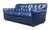 Wood 1960s Hollywood Regency Navy Blue Button-Tufted Leather Sofa For Sale - Image 7 of 13