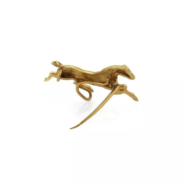 Ruby Horse 14k Yellow Gold Brooch Pin For Sale - Image 4 of 4