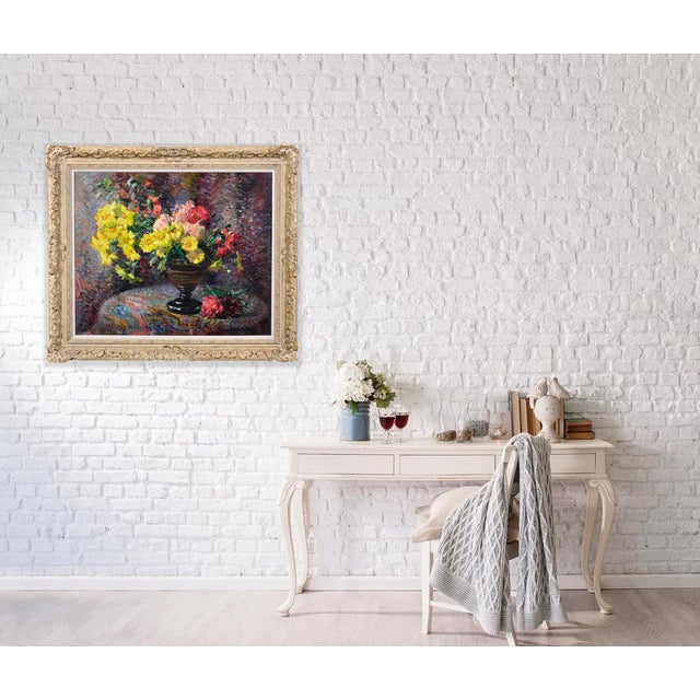 Jean Chaleye, Still Life of Carnations & Marigolds, Oil Painting, 1920s-1940s For Sale - Image 10 of 18