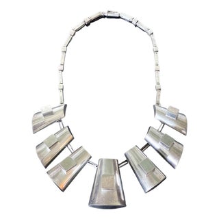 Modern Sculptural Sterling Silver Necklace Graziella Laffi For Sale