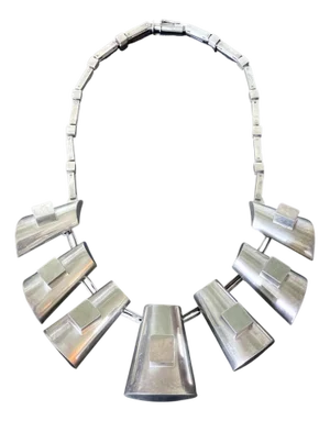 Modern Sculptural Sterling Silver Necklace Graziella Laffi