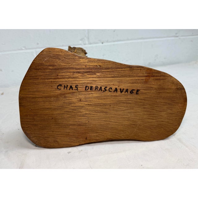 Vintage Original Hand Carved Wood Chas Derascavage Bird Decoy Sculpture Statue For Sale - Image 17 of 17