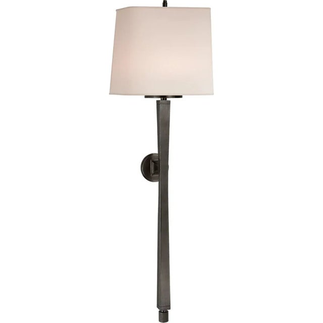 Edie Baluster Sconce in Bronze with Natural Paper Shade Designer: Thomas O'Brien Height: 32.75" Extension: 7" Backplate:...