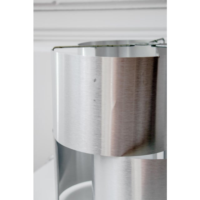 Vintage Brushed Aluminum Pendant Light attributed to Max Sauze, France, 1970s For Sale - Image 14 of 15