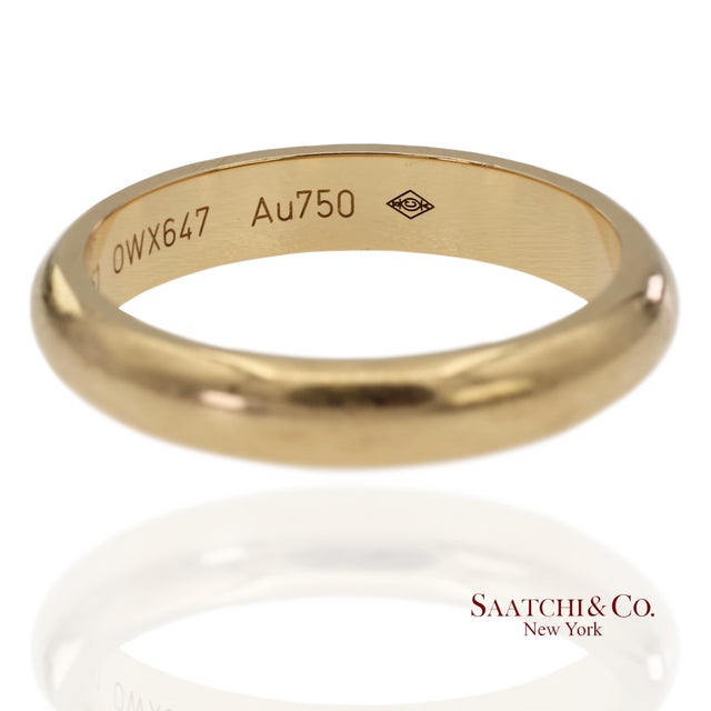 Metal 18k 750 Solid Yellow Gold Cartier Band Ring, Size 9.5 For Sale - Image 7 of 10