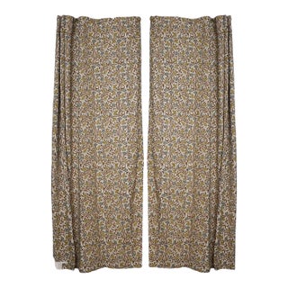 Handcrafted Colored Linen Curtains Rustic Boho Drapes for Living Room & Bedroom Windows Thorny Stems Size- 54"x89" For Sale