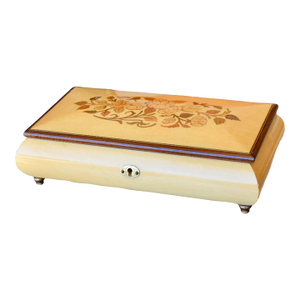 Mid 20th Century Italian Sorrento Inlaid Floral Bouquet Musical Box