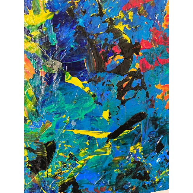 Wood Motivated Seller: 1990s Vintage Abstract Expressionist Acrylic Painting For Sale - Image 7 of 10