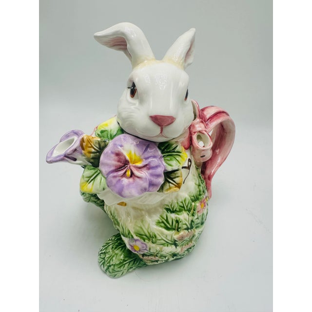 Ceramic Bunny in a Basket Pitcher | Chairish