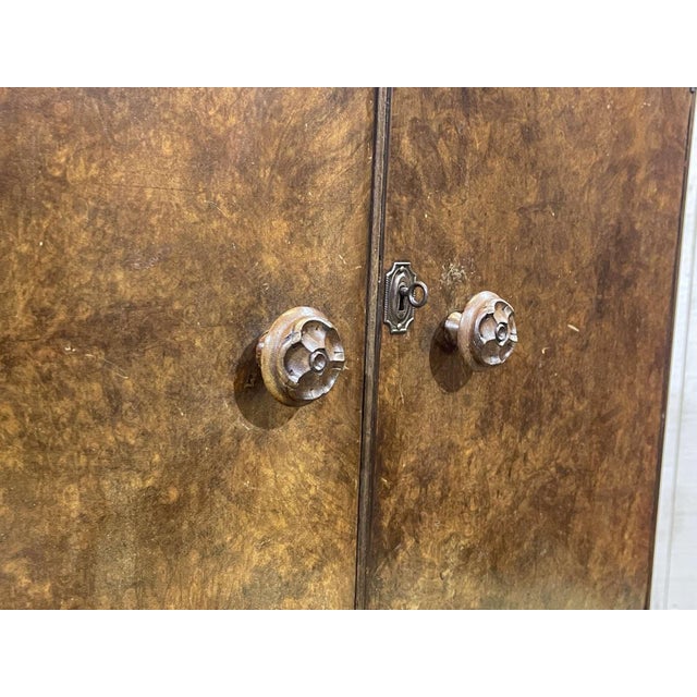 Brown Small Art Deco English Student Wardrobe in Walnut, 1950s For Sale - Image 8 of 18