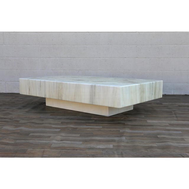 Vintage 1970s Italian Faux Marble Coffee Table | Willy Rizzo Mid-Century Modern For Sale - Image 9 of 18