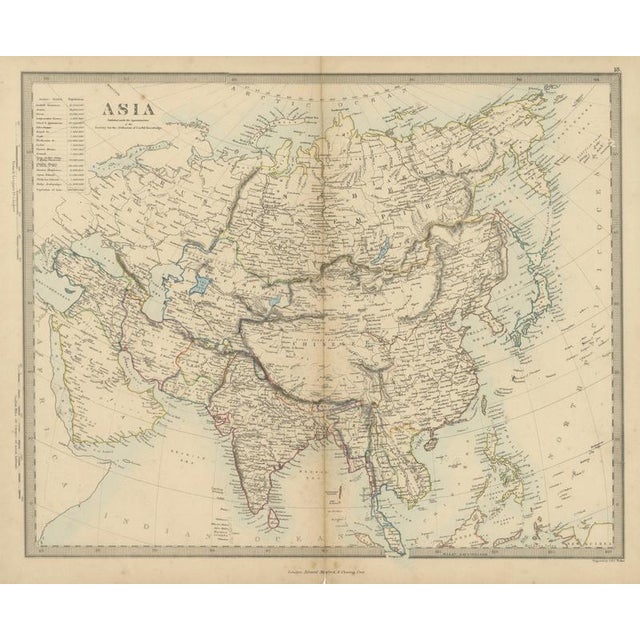 Antique Map of Asia with Population Table of the Asiatic States, 1858 For Sale - Image 9 of 9