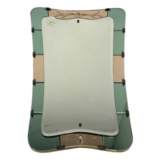 Two-Tone Mirror with Brass Edge by Giovanni Gariboldi, 1950s For Sale