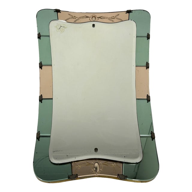 Two-Tone Mirror with Brass Edge by Giovanni Gariboldi, 1950s For Sale