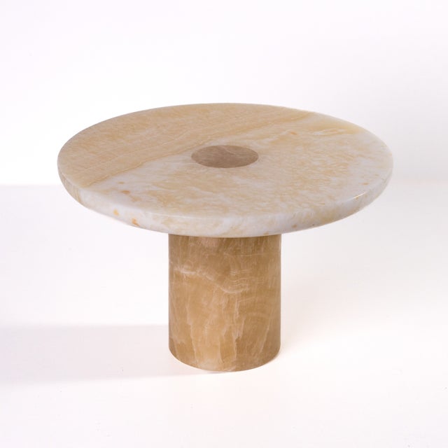 Boho Chic Yellow Onyx Marble Cake Stand For Sale - Image 3 of 5