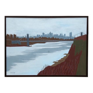 Allan Simpson, Winter, George Washington Bridge, Oil Painting For Sale
