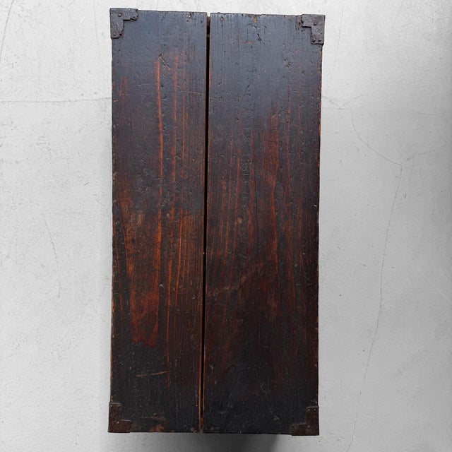 Black Antique Early Meiji Japanese Storage Chest with Lid and Wrought Iron For Sale - Image 8 of 14