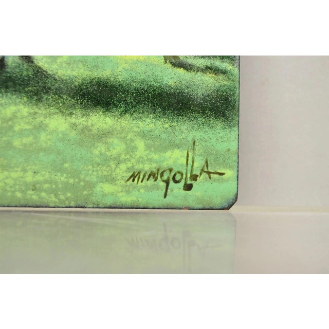 Late 20th Century Late 20th Century Dom Dominic Mingolla Enamel on Copper Girl in Green Forest and Tall Trees For Sale - Image 5 of 9