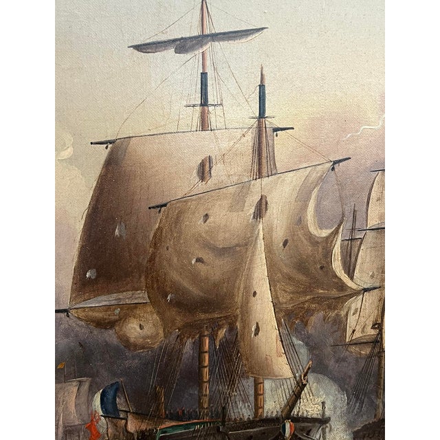 Manner of Sir George Chambers - The Battle of Trafalgar (Oil on Canvas) For Sale - Image 10 of 14