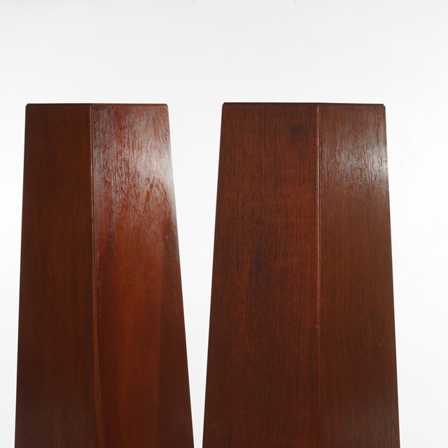 Mid-Century Modern Mid Century Modern Mahogany Flare Form Sculpture Display Stands 20thC - A Pair For Sale - Image 3 of 12