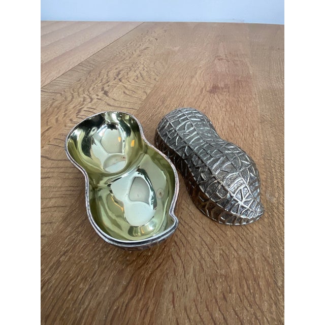 Metal Vintage Silver Plated Peanut Shaped Trinket Box For Sale - Image 7 of 12