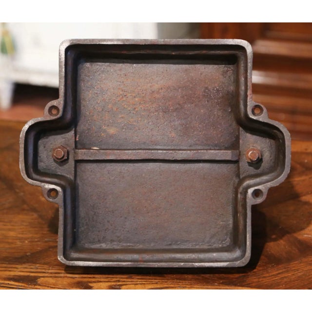 19th Century French Rust Red Painted Wrought Iron Book Binding Press With Book For Sale - Image 10 of 11