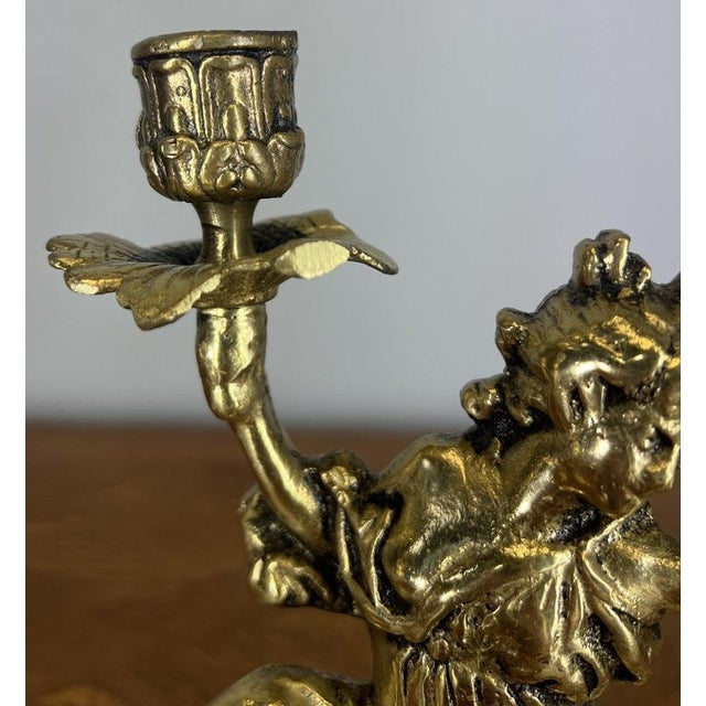 Vintage French Brass Candleholders, Set of 2 For Sale - Image 6 of 8