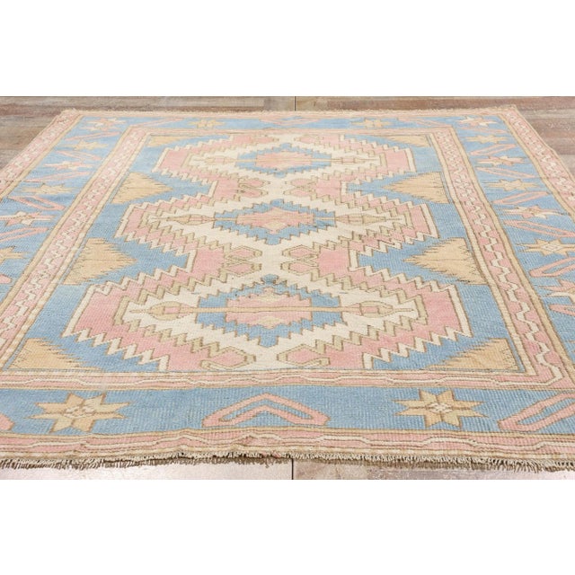 Pink Vintage Pink Turkish Oushak Rug - 04'11 X 07'02 For Sale - Image 8 of 9
