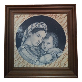 J. Gassent, Based on the Madonna Della Sedia, 1985, Ceramic & Wood For Sale