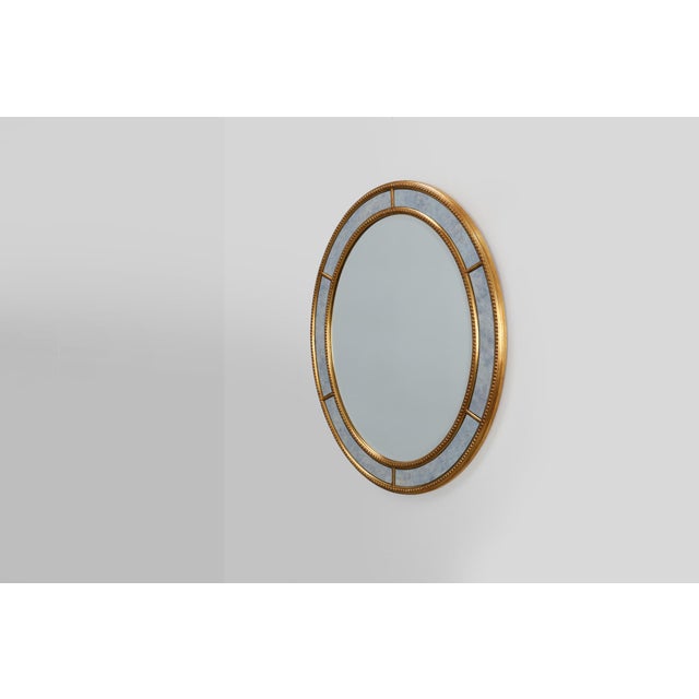 Mid-Century Modern Mid-Century Gilt Oval Mirror from Deknudt, Belgium, 1980s For Sale - Image 3 of 12