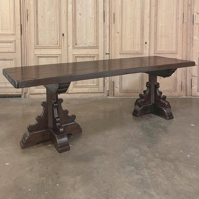 Mid 20th Century Grand Country French Elm Double Pedestal Dining Table For Sale - Image 5 of 18