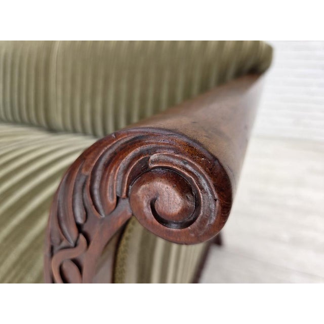 Danish 3-Seater Sofa in Green Furniture Velour and Teak Wood, 1950s For Sale - Image 4 of 17