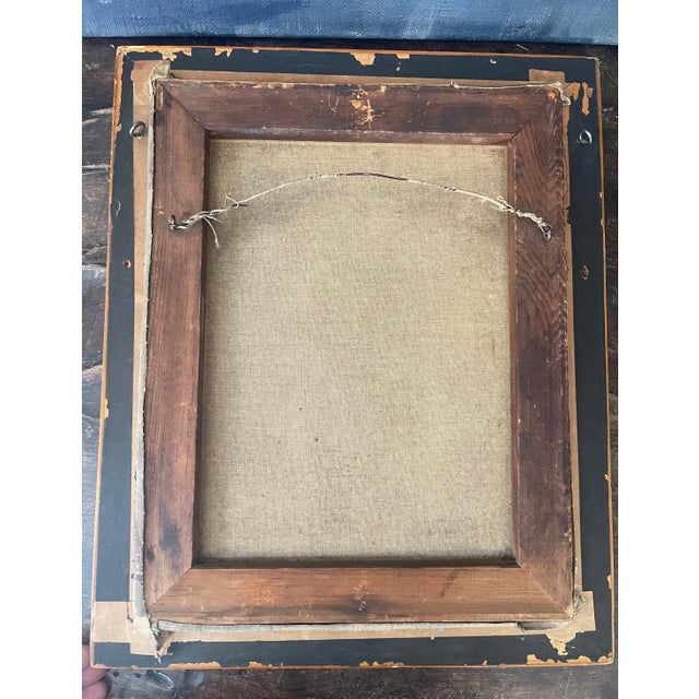 1920s 1921 Original Oil Painting by H. Noble – Native American Figure at Sunset – Antique Landscape Art For Sale - Image 5 of 12