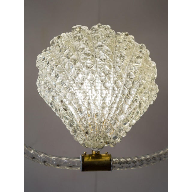Mid-Century Modern Vintage Art Deco Murano Blown Glass Pendant Light by Ercole Barovier for Barovier & Toso, 1930s For Sale - Image 3 of 11