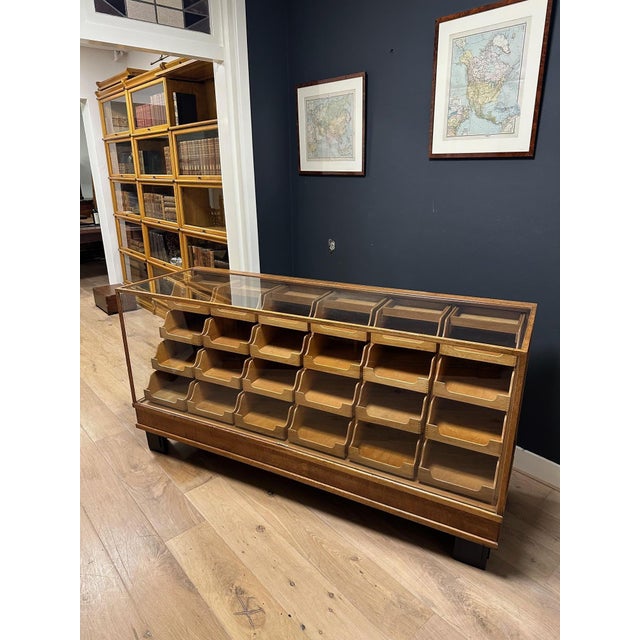 Oak Counter Display Case with 24 Drawers, 1920s For Sale - Image 11 of 11