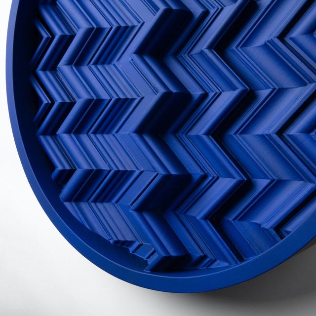 Brutalist Cobalt Blue Wood Wall Art Installation by Studio DeSimoneWayland For Sale - Image 4 of 7