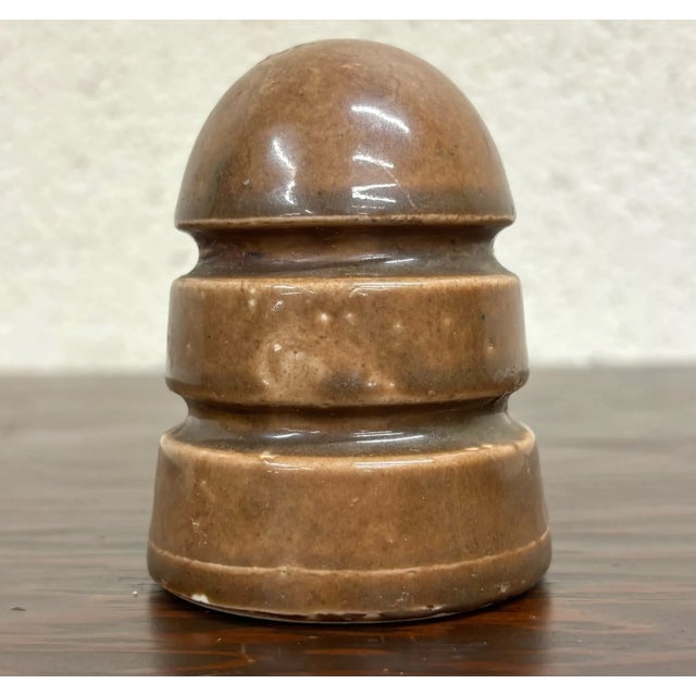 Antique Light Brown Mushroom Cap Glazed Ceramic Insulator For Sale In Kansas City - Image 6 of 6