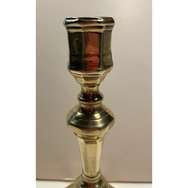 French Louis XIV French Brass Candlestick For Sale - Image 3 of 5