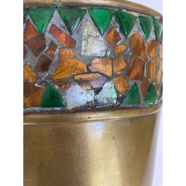 1970s Vintage Brass Waste Basket With Mosaic Chairish