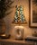 Designer Covington Teal Bunny Velvet Lamp Shade Tapered Drum With Brown Beaded Fringe That Glows For Sale - Image 6 of 6