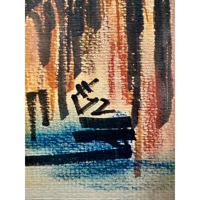 1970s Henry Emil Salloch Original Watercolor on Paper Abstract Cathedral Architectural Study, 1972. For Sale - Image 5 of 7