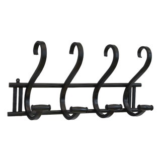 Vintage Ebonised Bentwood Coat Rack Coat Hooks, 1940 For Sale