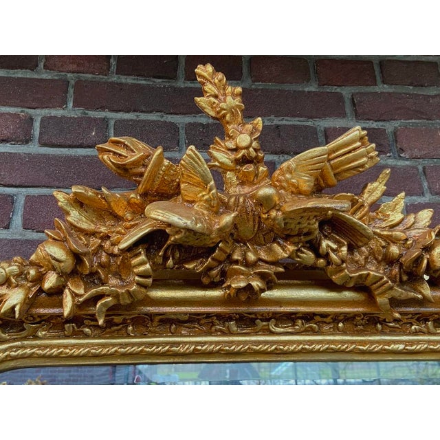 1980s French Louis XVI Gold Wood Floor Mirror For Sale - Image 9 of 11