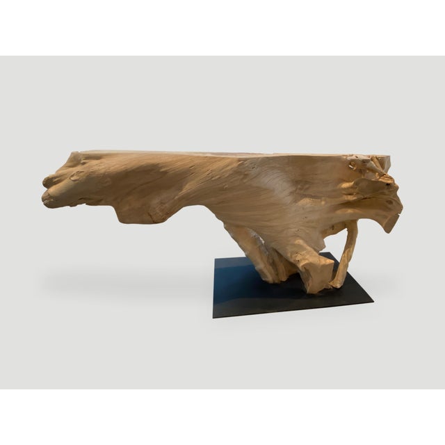 Andrianna Shamaris Massive Bleached Teak Wood Console Table For Sale - Image 18 of 18