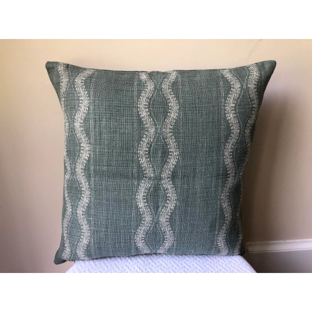 Custom Pillow Cover in Peter Dunham "Zanzibar Stripe" in Ocean For Sale In New York - Image 6 of 6