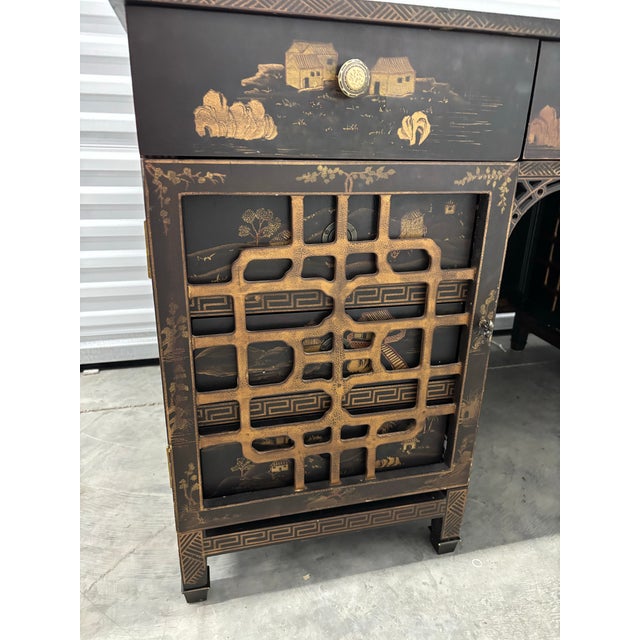 Chinoiserie Drexel Heritage Chinoiserie Style Executive Desk For Sale - Image 3 of 12