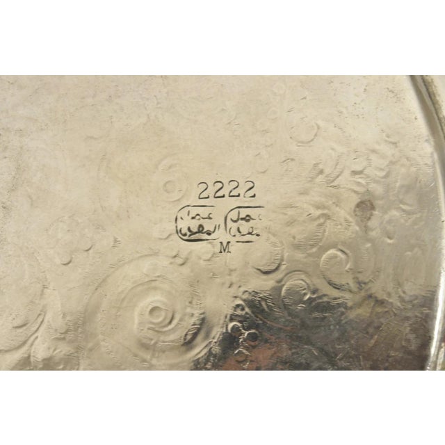 Mid 20th Century Large Victorian Style Oval Silver Plated Serving Platter Tray Raised on Feet For Sale - Image 9 of 12