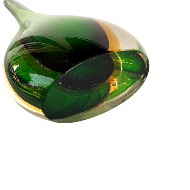 Vintage Murano Sommerso Formia Art Glass Vase — Green For Sale - Image 10 of 10