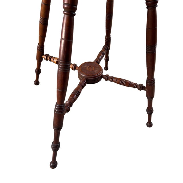 Brown Antique Spool-Turned Oak Side Table For Sale - Image 8 of 11